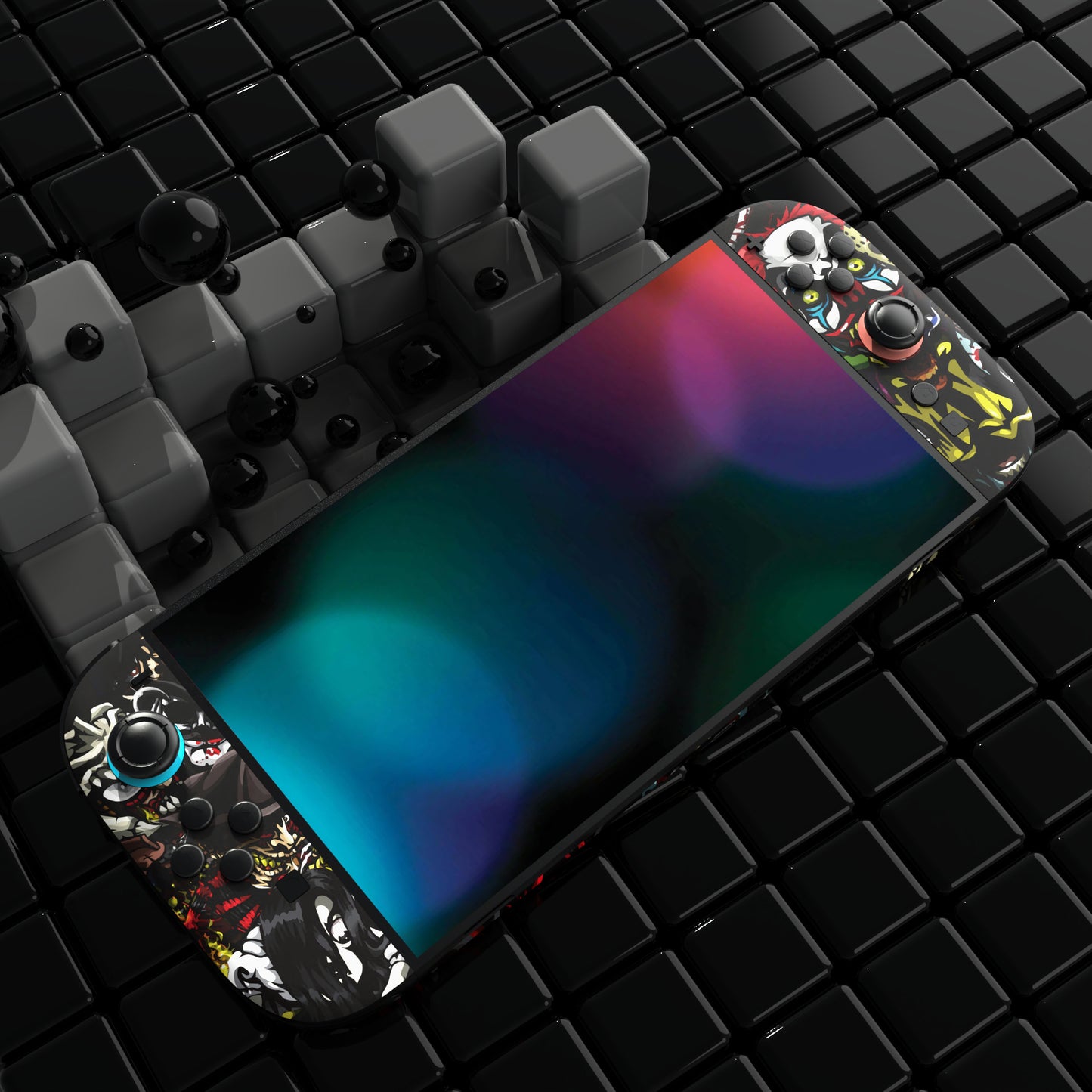 PlayVital Nintendo Switch 2（2025）本体・Joycon対応 フルセット保護ステッカーシール カスタマイズ用ビニールステッカー ドック＆グリップスシール付き【スケアリーパーティー】