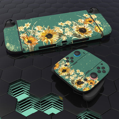 PlayVital Nintendo Switch 2（2025）本体・Joycon対応 フルセット保護ステッカーシール カスタマイズ用ビニールステッカー ドック＆グリップスシール付き【向日葵】