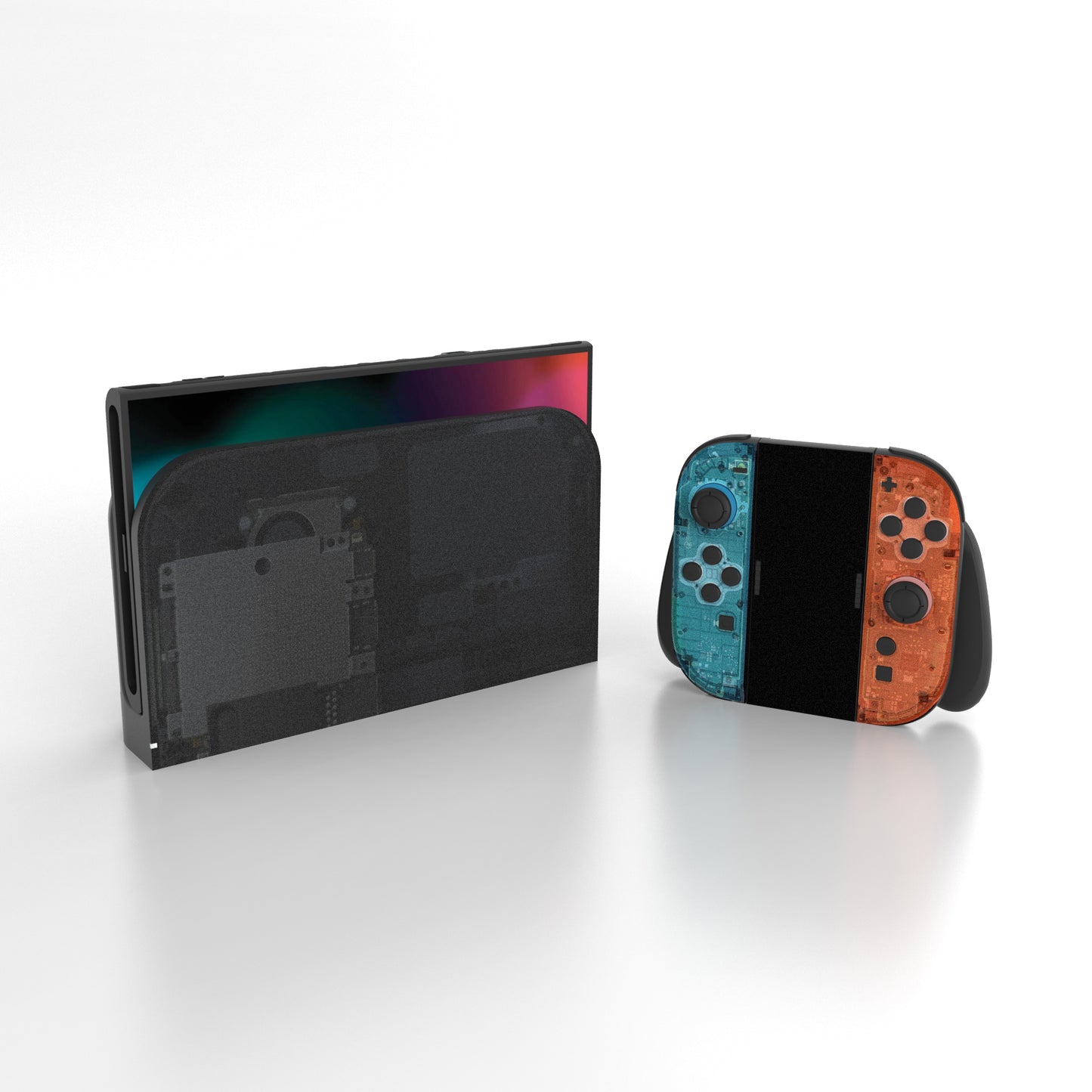 PlayVital Nintendo Switch 2（2025）本体・Joycon対応 フルセット保護ステッカーシール カスタマイズ用ビニールステッカー ドック＆グリップスシール付き【ティアダウン・ブルー＆オレンジ】