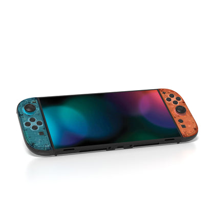 PlayVital Nintendo Switch 2（2025）本体・Joycon対応 フルセット保護ステッカーシール カスタマイズ用ビニールステッカー ドック＆グリップスシール付き【ティアダウン・ブルー＆オレンジ】