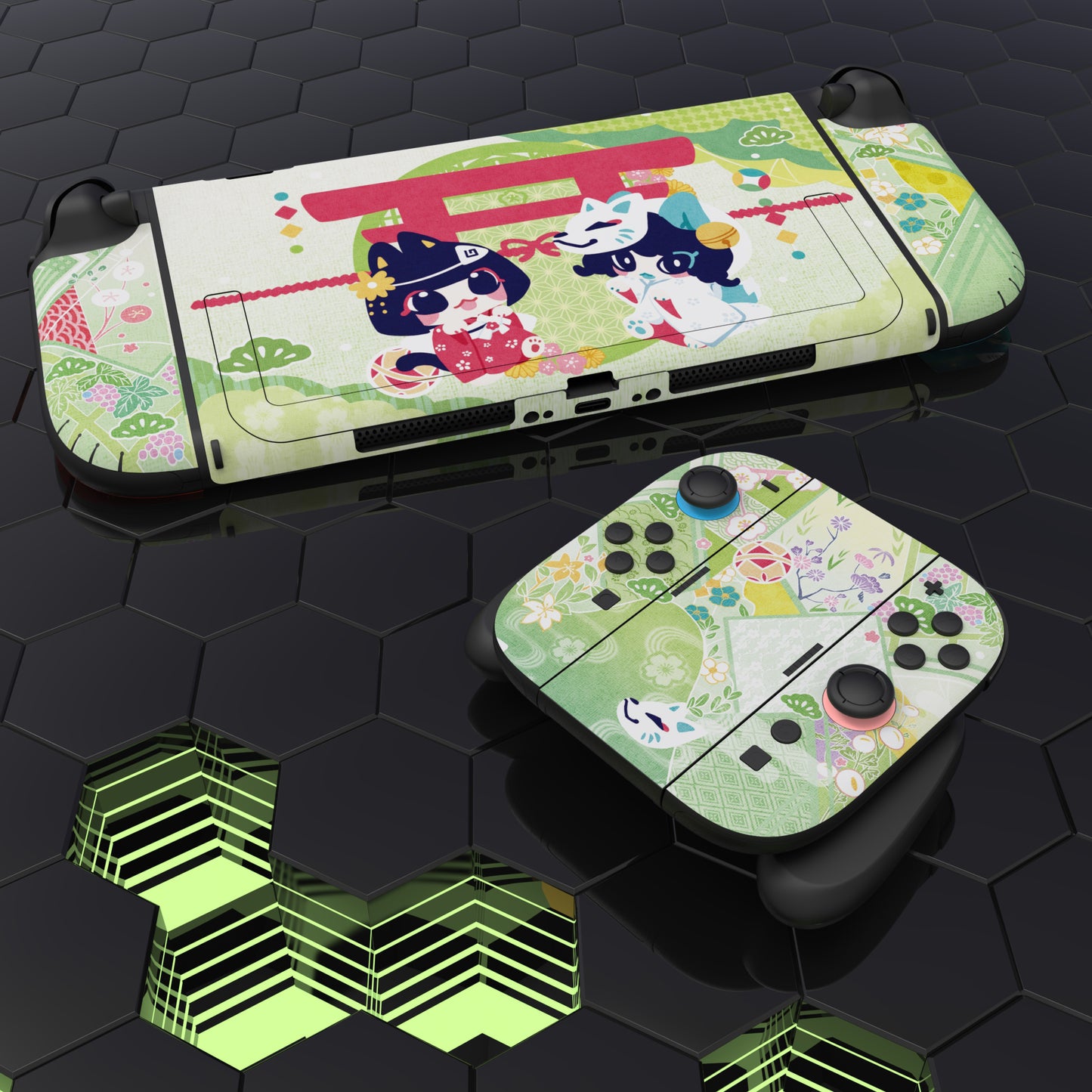 PlayVital Nintendo Switch 2（2025）本体・Joycon対応 フルセット保護ステッカーシール カスタマイズ用ビニールステッカー ドック＆グリップスシール付き【願いの神社】