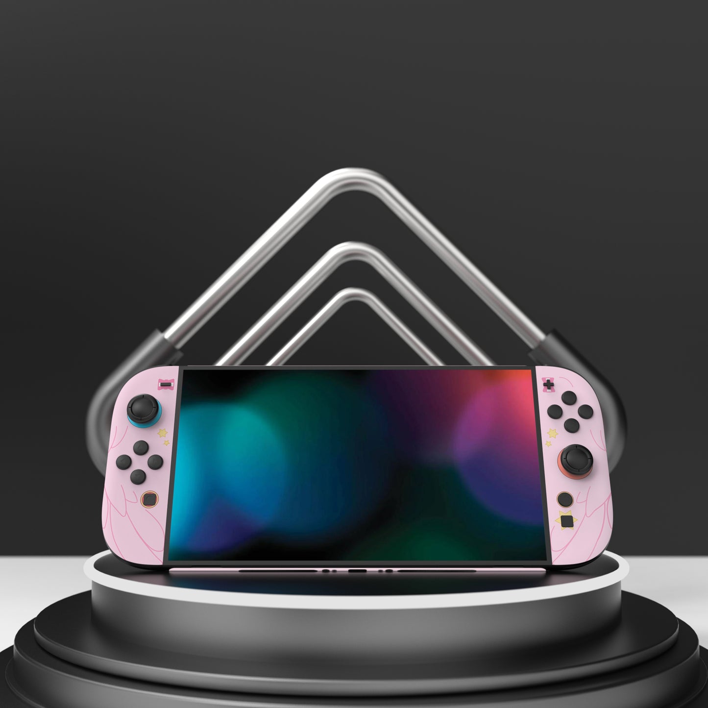 PlayVital Nintendo Switch 2（2025）本体・Joycon対応 Magic Wings フルセット保護ステッカーシール カスタマイズ用ビニールステッカー ドック＆グリップスシール付き【ピンク】