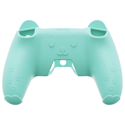 PlayVital Cute Bear Controller Silicone Case with Thumb Grips for PS5 Wireless Controller, Compatible with Charging Station - Green & Pink - UYBPFP004 PlayVital