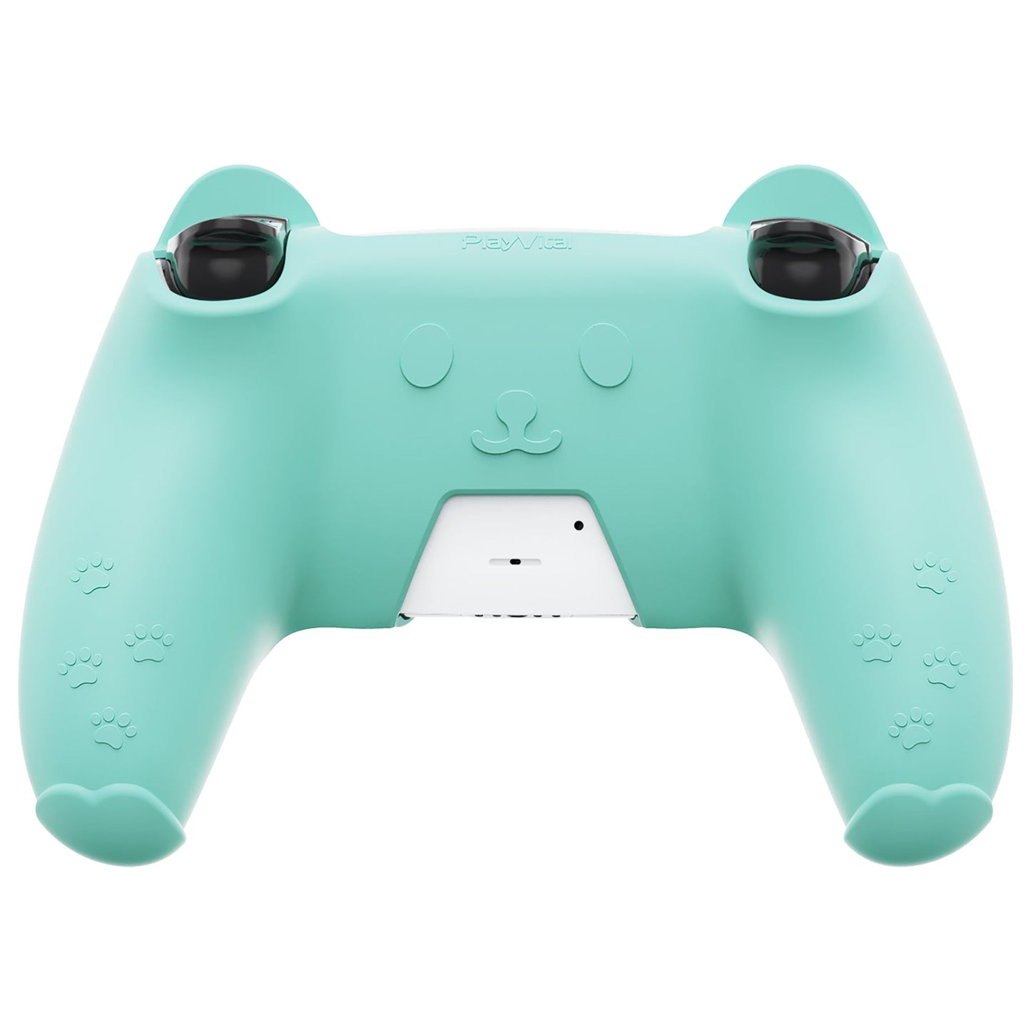 PlayVital Cute Bear Controller Silicone Case with Thumb Grips for PS5 Wireless Controller, Compatible with Charging Station - Green & Pink - UYBPFP004 PlayVital