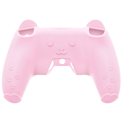 PlayVital Cute Bear Controller Silicone Case with Thumb Grips for PS5 Wireless Controller, Compatible with Charging Station - Pink & Yellow - UYBPFP002 PlayVital