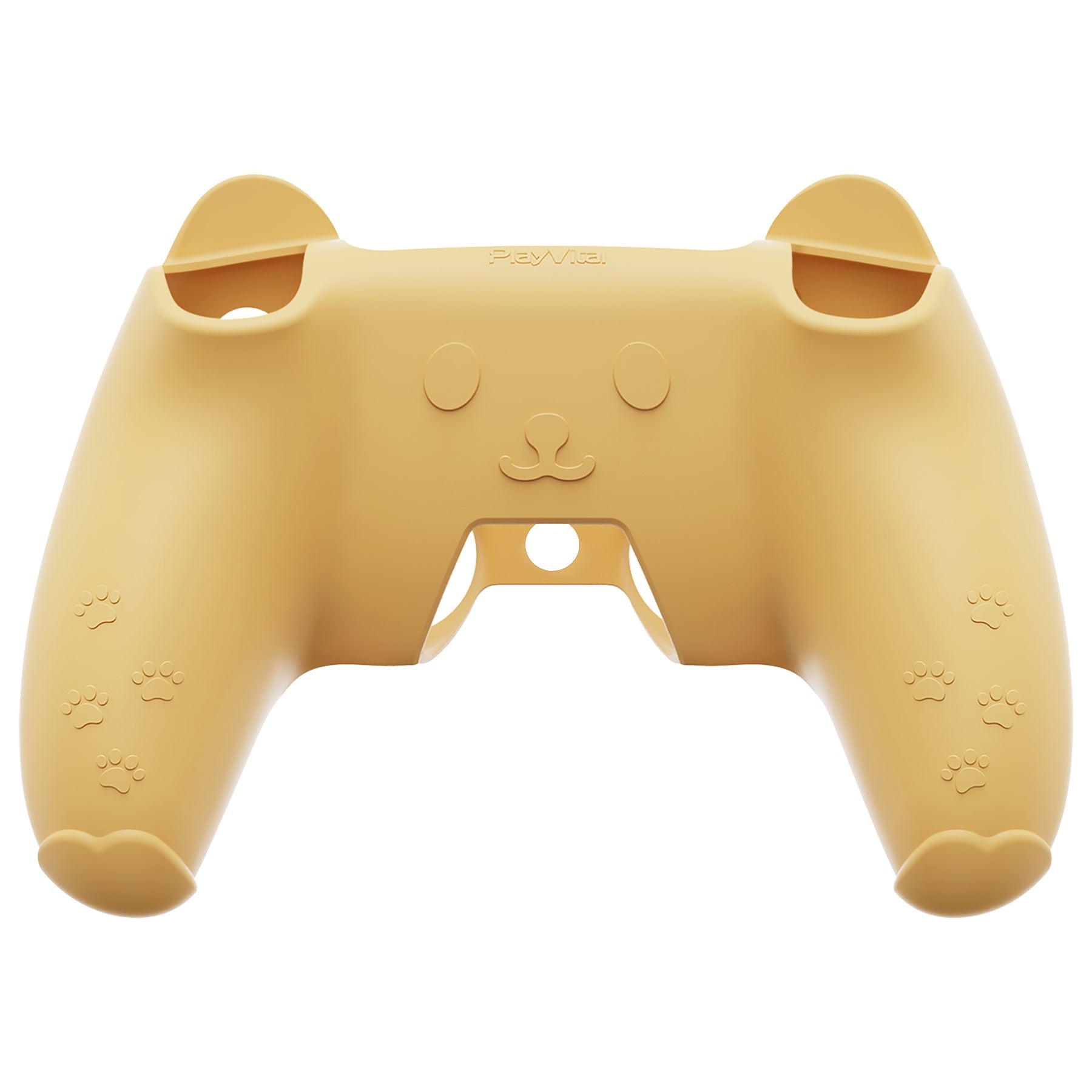 PlayVital Cute Bear Controller Silicone Case with Thumb Grips for PS5 Wireless Controller, Compatible with Charging Station - Yellow & Brown - UYBPFP001 PlayVital