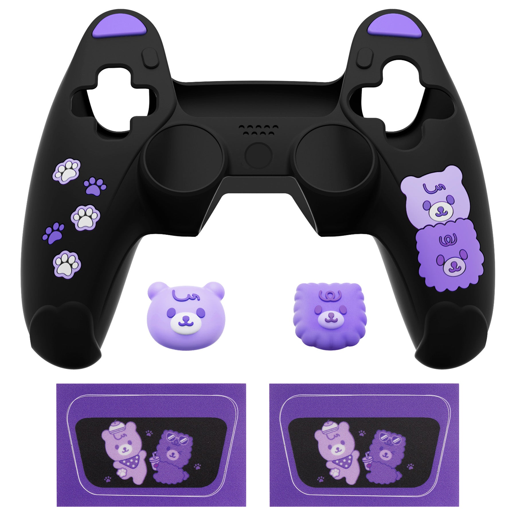 PlayVital Cute Bear Controller Silicone Case with Thumb Grips for PS5 Wireless Controller, Compatible with Charging Station - Green & Pink - UYBPFP004 (Copy) PlayVital