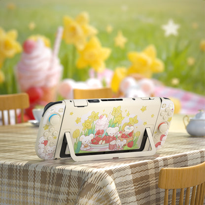 PlayVital キュートなカートゥーンデザイン ハード保護ケース Nintendo Switch 2 用 キズ防止・ドック対応 かわいいハードシェル サムグリップ＆ステッカー＆ボタンキャップ付き 【クリーミーネズミちゃんのピクニック】