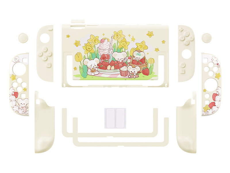 PlayVital キュートなカートゥーンデザイン ハード保護ケース Nintendo Switch 2 用 キズ防止・ドック対応 かわいいハードシェル サムグリップ＆ステッカー＆ボタンキャップ付き 【クリーミーネズミちゃんのピクニック】