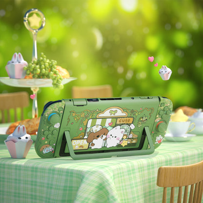 PlayVital キュートなカートゥーンデザイン ハード保護ケース Nintendo Switch 2 用 キズ防止・ドック対応 かわいいハードシェル サムグリップ＆ステッカー＆ボタンキャップ付き【森のパン屋さん】