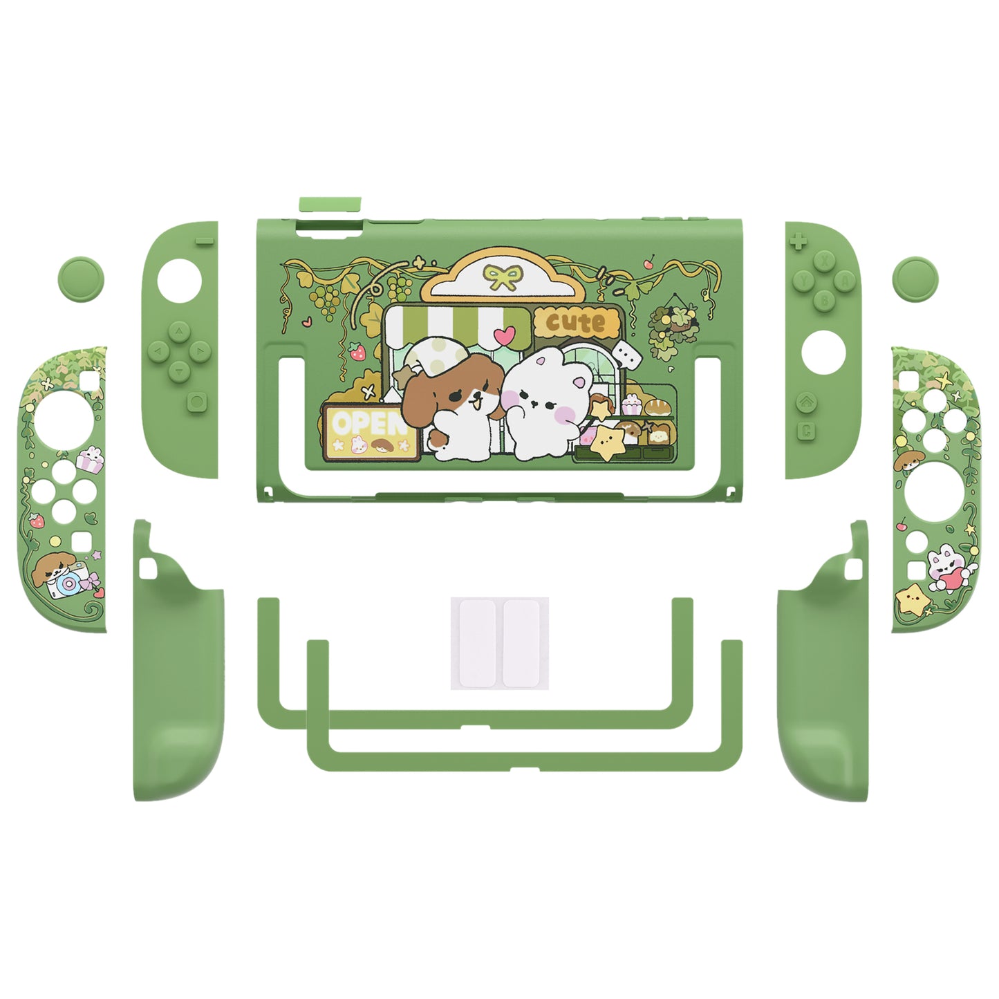 PlayVital キュートなカートゥーンデザイン ハード保護ケース Nintendo Switch 2 用 キズ防止・ドック対応 かわいいハードシェル サムグリップ＆ステッカー＆ボタンキャップ付き【森のパン屋さん】