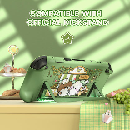 PlayVital キュートなカートゥーンデザイン ハード保護ケース Nintendo Switch 2 用 キズ防止・ドック対応 かわいいハードシェル サムグリップ＆ステッカー＆ボタンキャップ付き【森のパン屋さん】