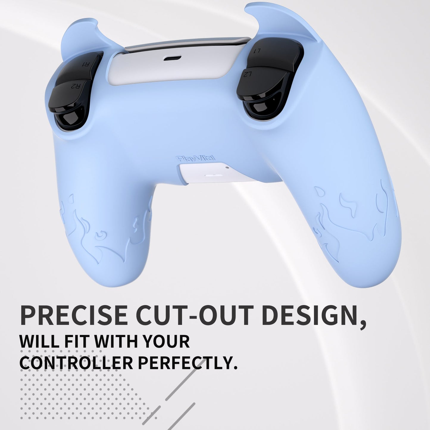 PlayVital Cute Demon Controller Silicone Case with Thumb Grips for PS5 Wireless Controller, Compatible with Charging Station - Blue - DEPFP004 PlayVital