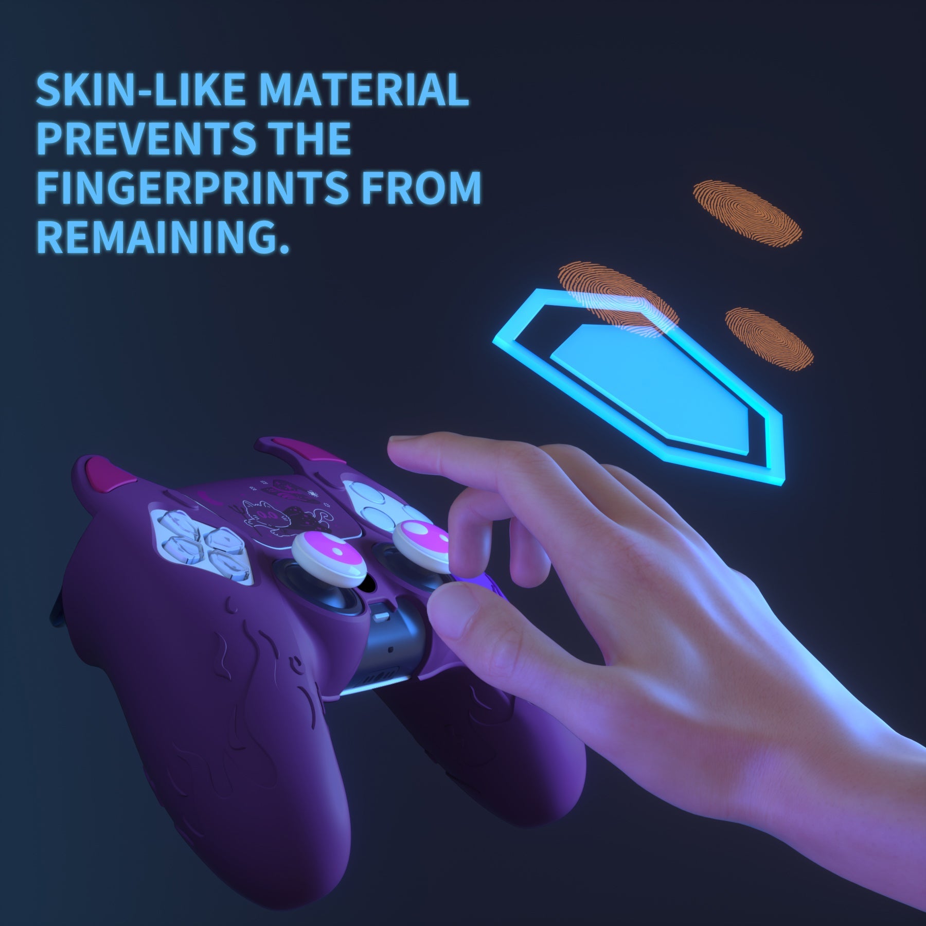 PlayVital Cute Demon Controller Silicone Case with Thumb Grips for PS5 Wireless Controller, Compatible with Charging Station - Purple - DEPFP002 PlayVital