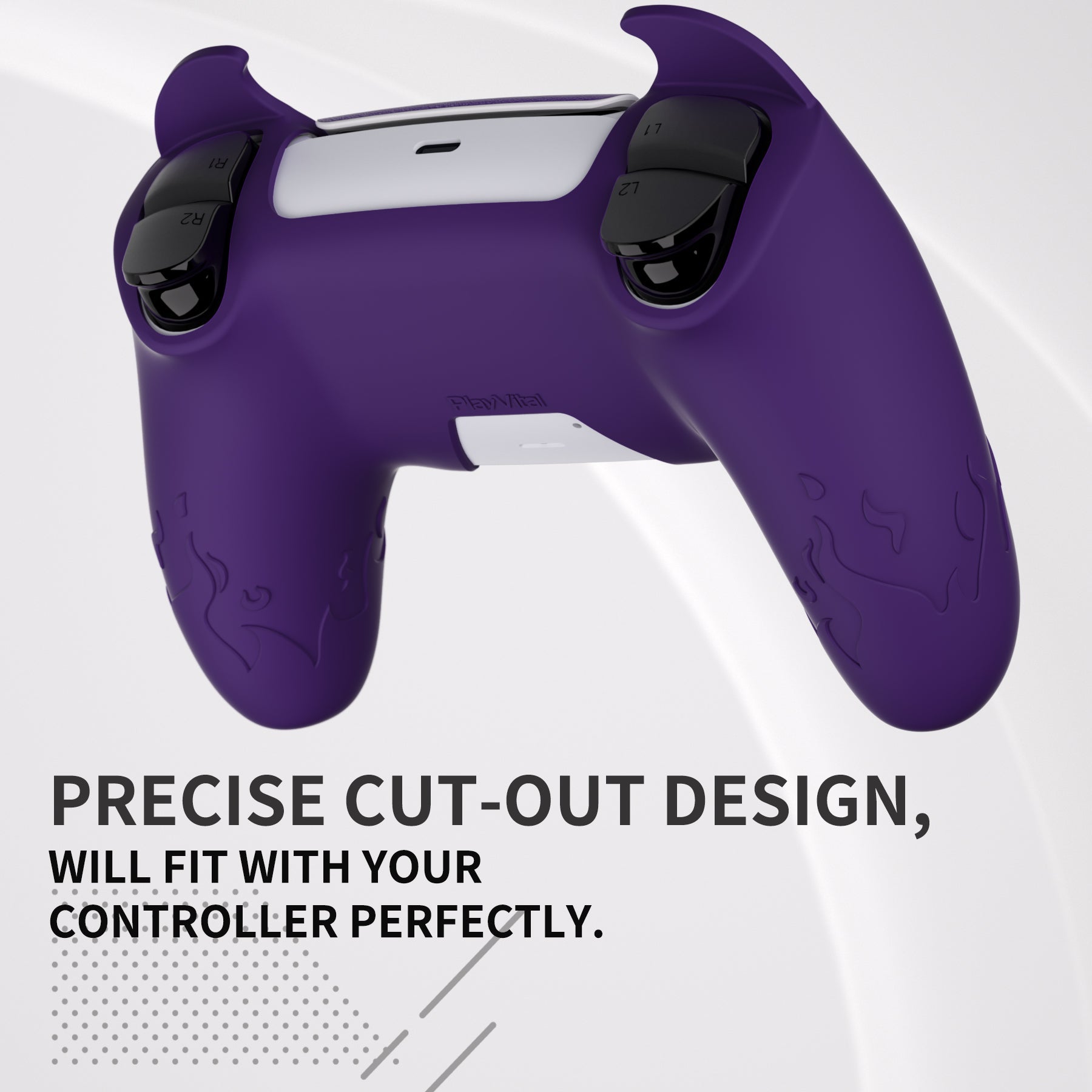 PlayVital Cute Demon Controller Silicone Case with Thumb Grips for PS5 Wireless Controller, Compatible with Charging Station - Purple - DEPFP002 PlayVital