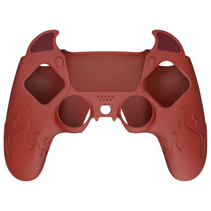 PlayVital Cute Demon Controller Silicone Case with Thumb Grips for PS5 Wireless Controller, Compatible with Charging Station - Red - DEPFP005 PlayVital