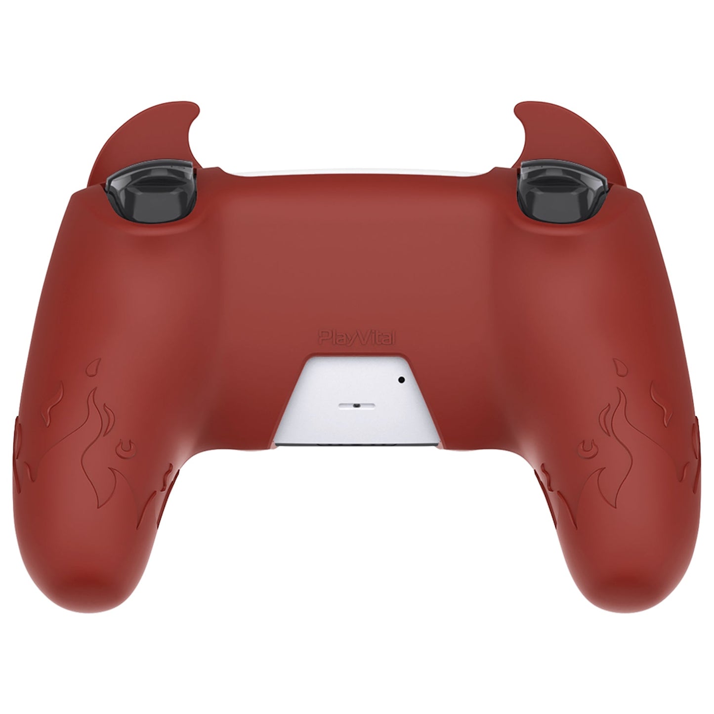 PlayVital Cute Demon Controller Silicone Case with Thumb Grips for PS5 Wireless Controller, Compatible with Charging Station - Red - DEPFP005 PlayVital