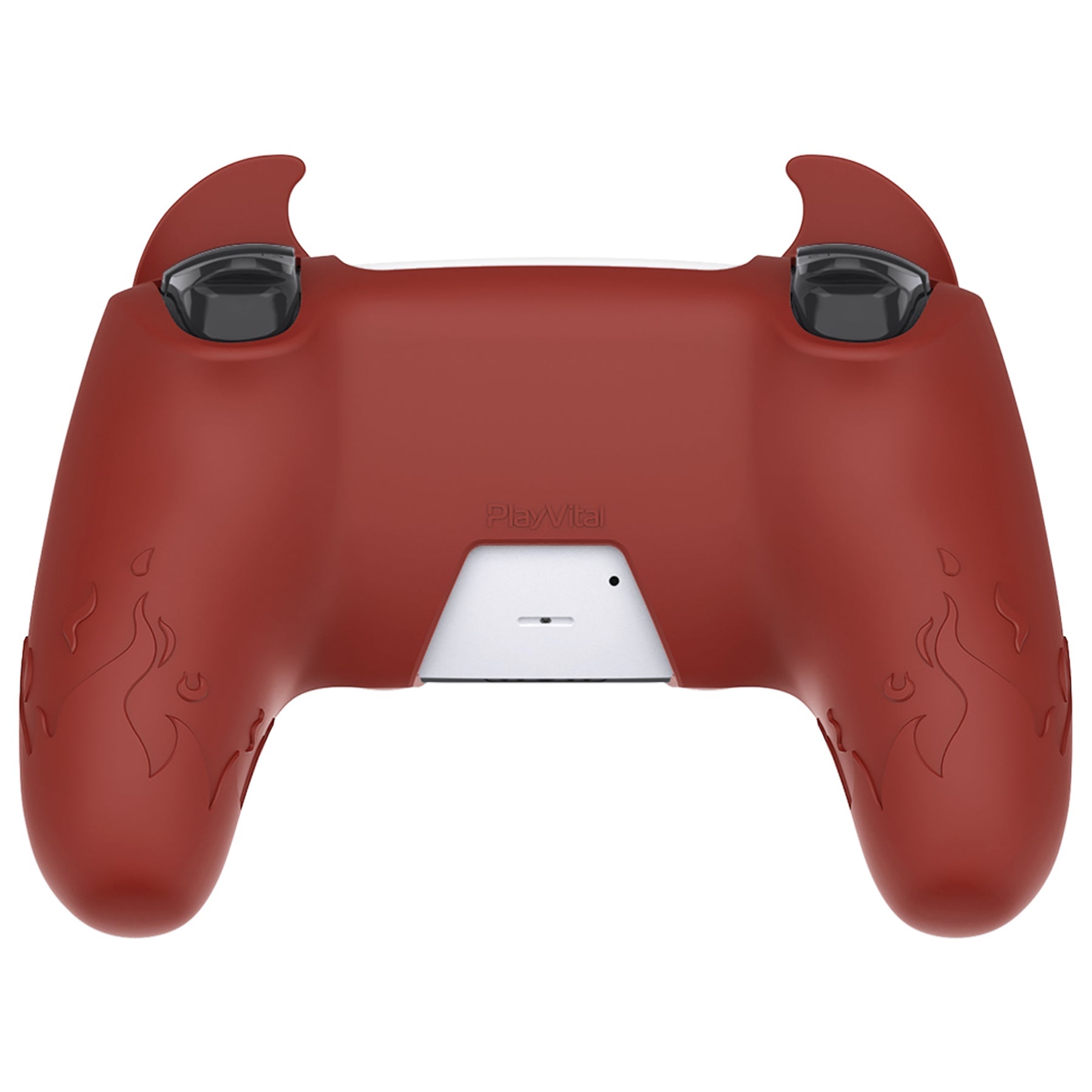 PlayVital Cute Demon Controller Silicone Case with Thumb Grips for PS5 Wireless Controller, Compatible with Charging Station - Red - DEPFP005 PlayVital