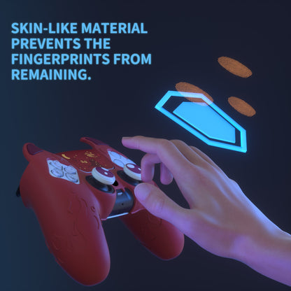 PlayVital Cute Demon Controller Silicone Case with Thumb Grips for PS5 Wireless Controller, Compatible with Charging Station - Red - DEPFP005 PlayVital