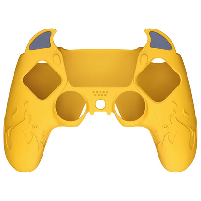 PlayVital Cute Demon Controller Silicone Case with Thumb Grips for PS5 Wireless Controller, Compatible with Charging Station - Yellow - DEPFP006 PlayVital