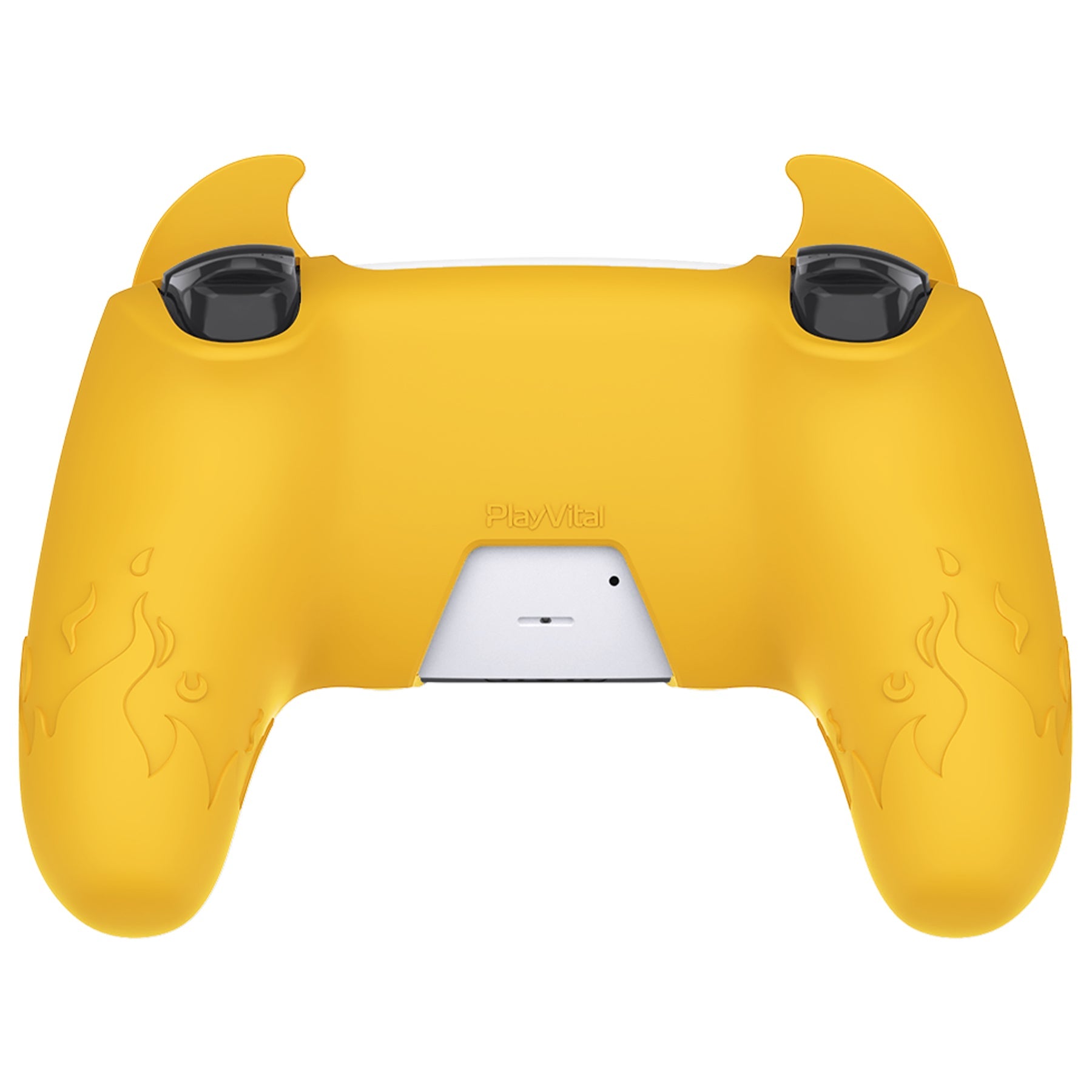 PlayVital Cute Demon Controller Silicone Case with Thumb Grips for PS5 Wireless Controller, Compatible with Charging Station - Yellow - DEPFP006 PlayVital