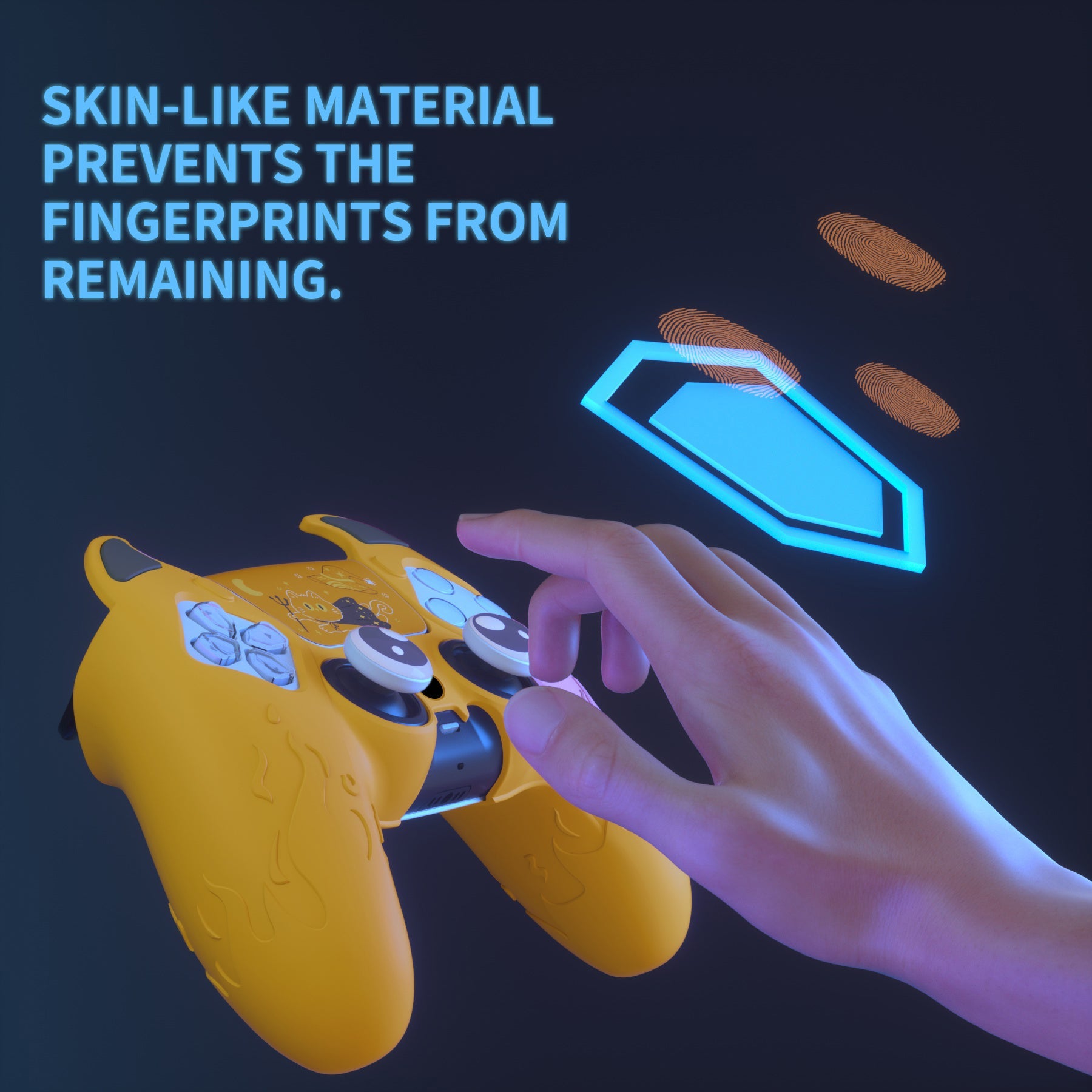 PlayVital Cute Demon Controller Silicone Case with Thumb Grips for PS5 Wireless Controller, Compatible with Charging Station - Yellow - DEPFP006 PlayVital