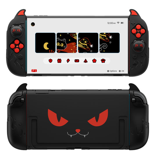 PlayVital 可愛い悪魔 プロテクティブシェル Nintendo Switch 2 用 サムグリップ＆ステッカー付き 滑り止め・ドック対応 ハードケース【ブラック】