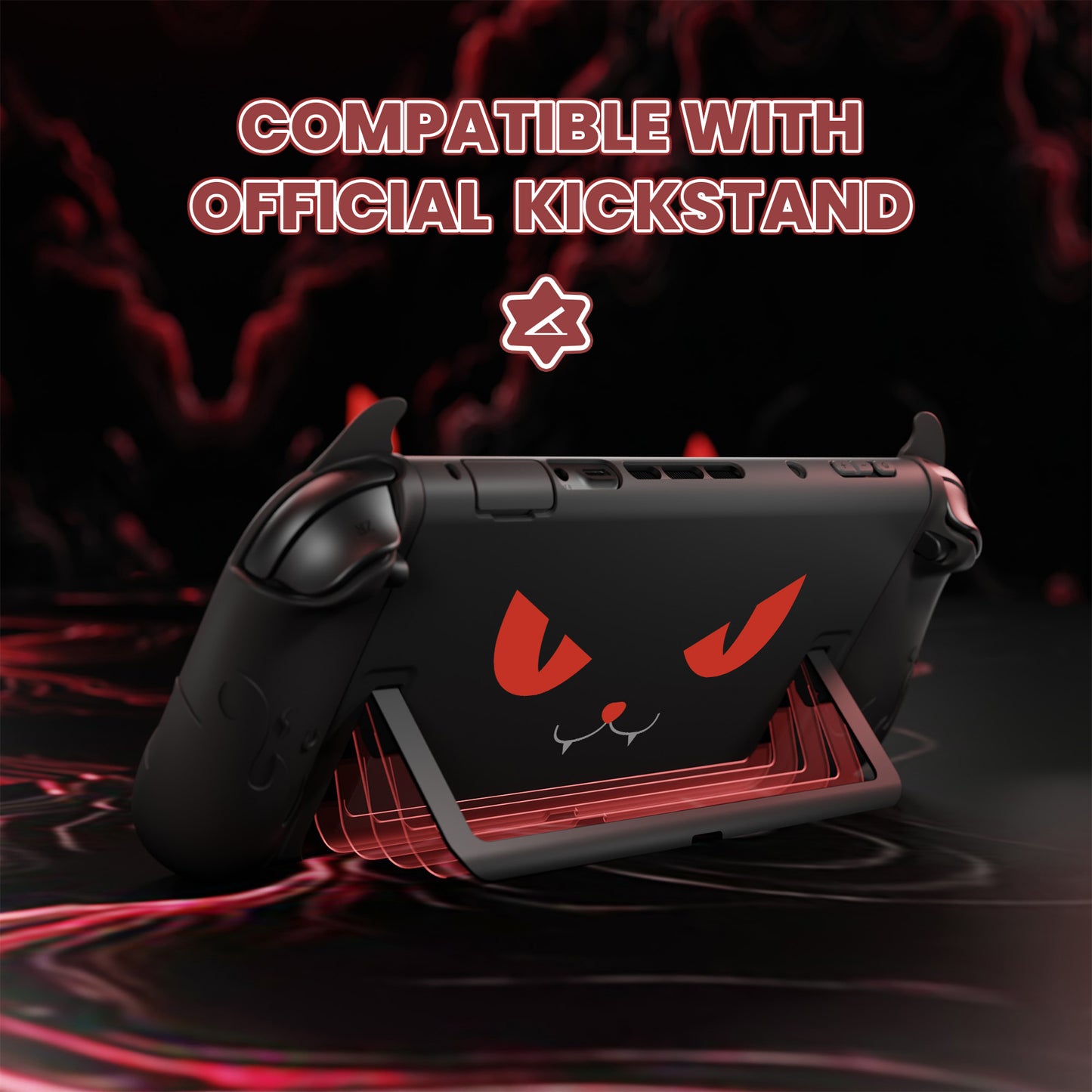 PlayVital 可愛い悪魔 プロテクティブシェル Nintendo Switch 2 用 サムグリップ＆ステッカー付き 滑り止め・ドック対応 ハードケース【ブラック】