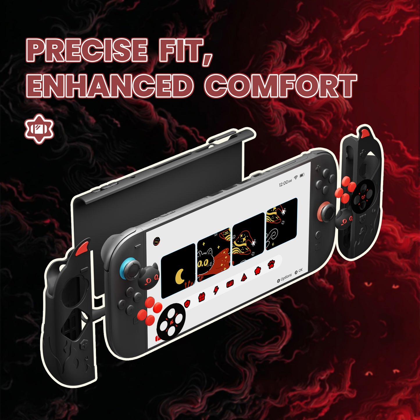 PlayVital 可愛い悪魔 プロテクティブシェル Nintendo Switch 2 用 サムグリップ＆ステッカー付き 滑り止め・ドック対応 ハードケース【ブラック】