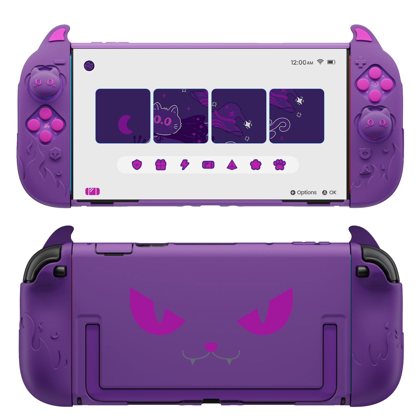 PlayVital 可愛い悪魔 プロテクティブシェル Nintendo Switch 2 用 サムグリップ＆ステッカー付き 滑り止め・ドック対応 ハードケース【パープル】
