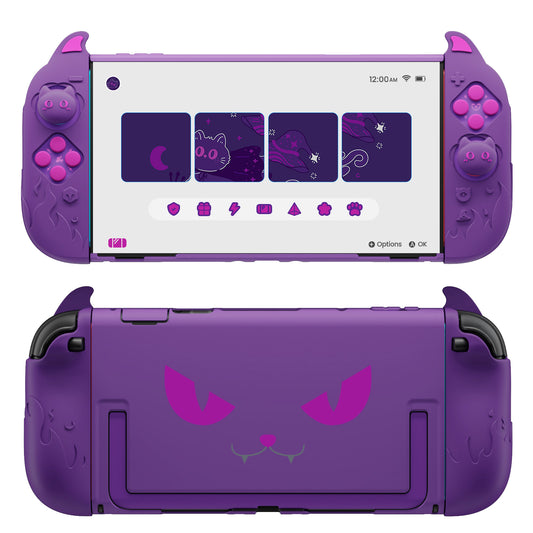 PlayVital 可愛い悪魔 プロテクティブシェル Nintendo Switch 2 用 サムグリップ＆ステッカー付き 滑り止め・ドック対応 ハードケース【パープル】