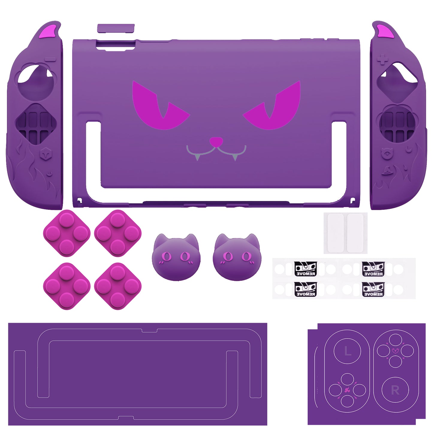 PlayVital 可愛い悪魔 プロテクティブシェル Nintendo Switch 2 用 サムグリップ＆ステッカー付き 滑り止め・ドック対応 ハードケース【パープル】