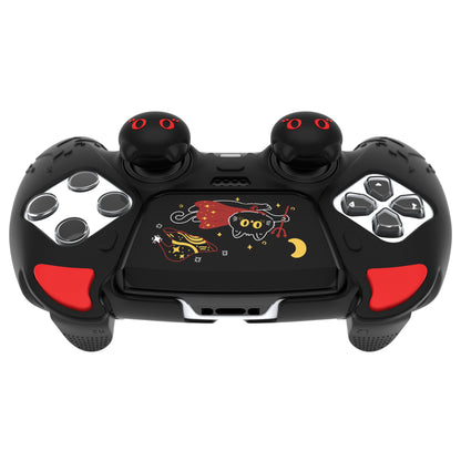 PlayVital キュートデーモン シリコンカバー（タッチパッドステッカー＆サムグリップキャップ付き）PS5 Edge コントローラー用【ブラック】