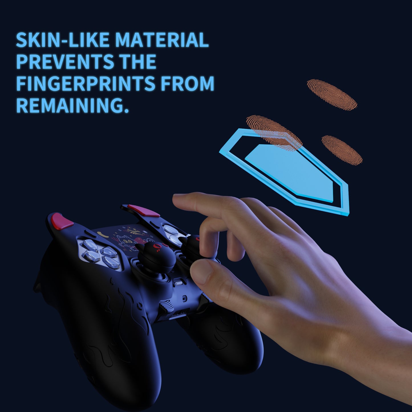 PlayVital キュートデーモン シリコンカバー（タッチパッドステッカー＆サムグリップキャップ付き）PS5 Edge コントローラー用【ブラック】