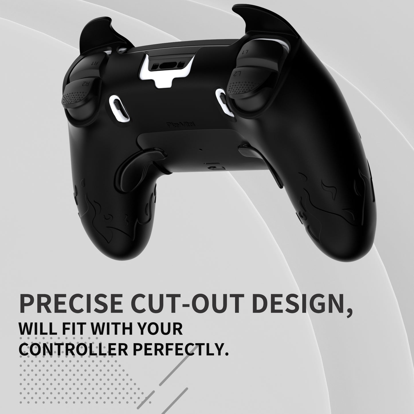 PlayVital キュートデーモン シリコンカバー（タッチパッドステッカー＆サムグリップキャップ付き）PS5 Edge コントローラー用【ブラック】