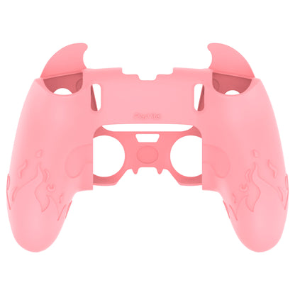 PlayVital キュートデーモン シリコンカバー（タッチパッドステッカー＆サムグリップキャップ付き）PS5 Edge コントローラー用【ピンク】