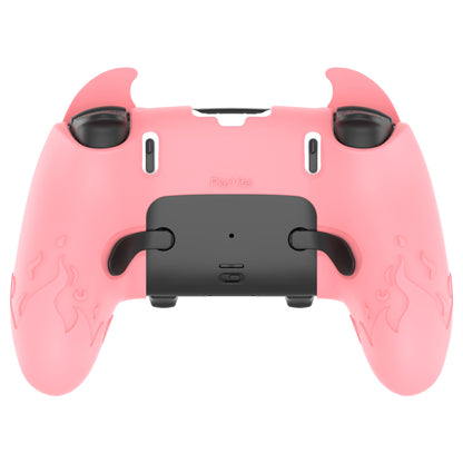 PlayVital キュートデーモン シリコンカバー（タッチパッドステッカー＆サムグリップキャップ付き）PS5 Edge コントローラー用【ピンク】