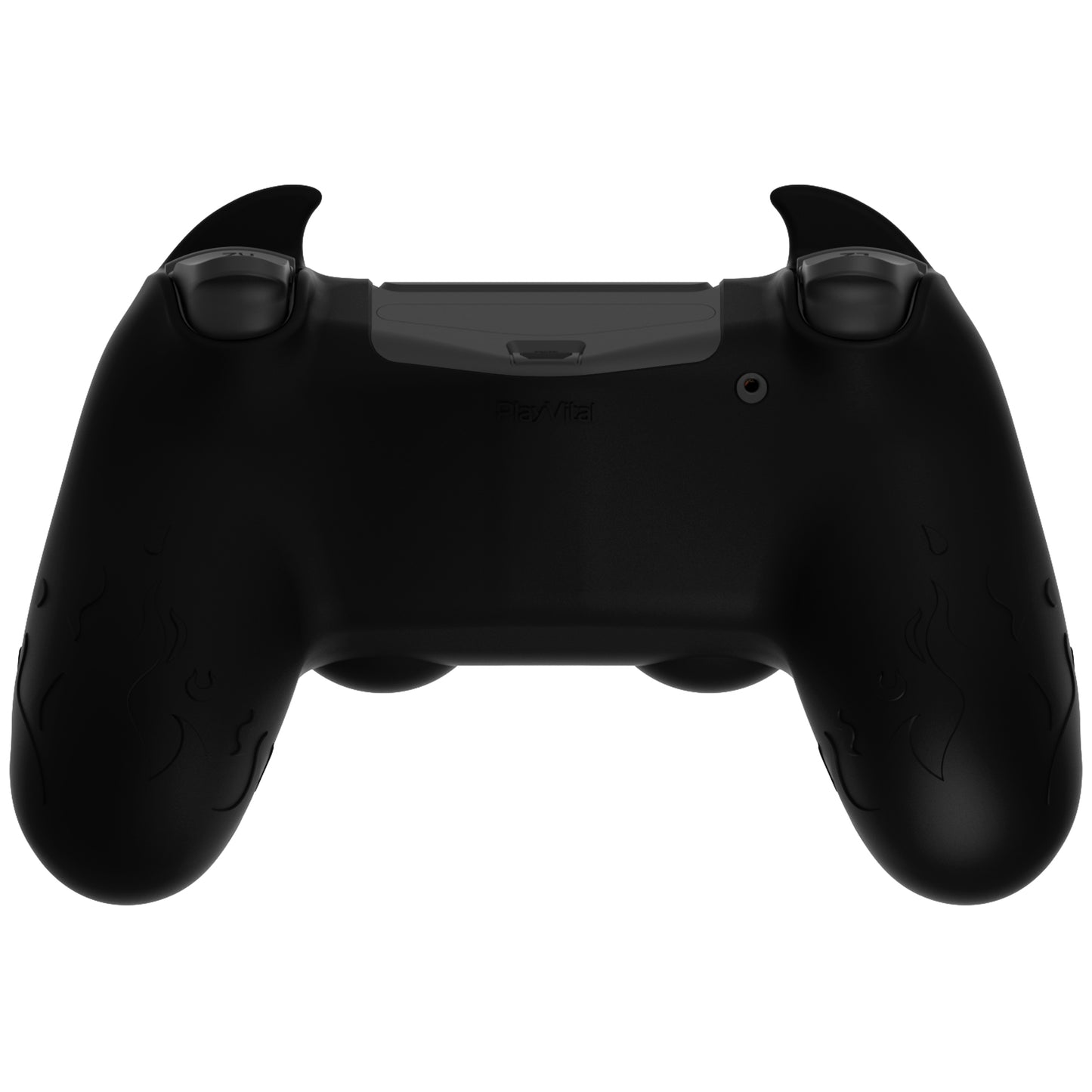 PlayVital キュートデーモン シリコンカバー グリッププロテクター サムグリップ＆ステッカー付き PS4コントローラー用【ブラック】