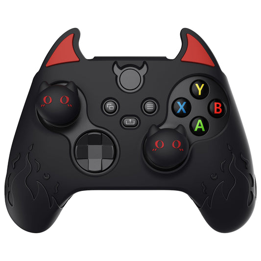 PlayVital Cute Demon Silicone Cover with Thumb Grip Caps for Xbox Series X/S Controller & Xbox Core Wireless Controller - Black - PUKX3P001 PlayVital