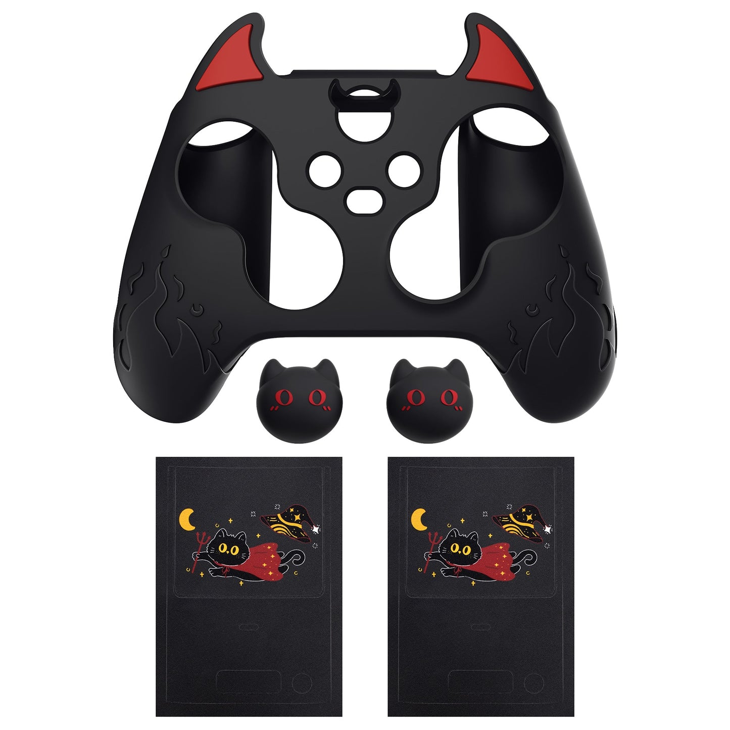 PlayVital Cute Demon Silicone Cover with Thumb Grip Caps for Xbox Series X/S Controller & Xbox Core Wireless Controller - Black - PUKX3P001 PlayVital