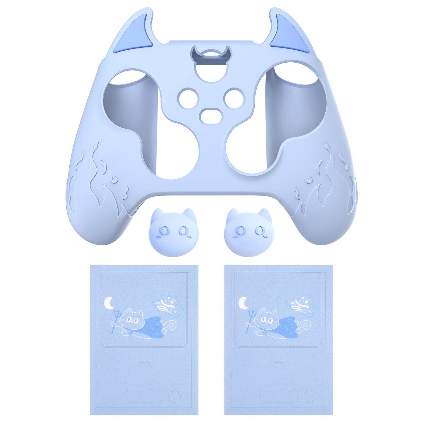 PlayVital Cute Demon Silicone Cover with Thumb Grip Caps for Xbox Series X/S Controller & Xbox Core Wireless Controller - Blue - PUKX3P002 PlayVital