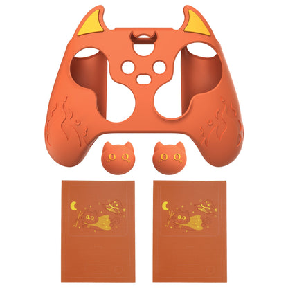 PlayVital Cute Demon Silicone Cover with Thumb Grip Caps for Xbox Series X/S Controller & Xbox Core Wireless Controller - Burnt Orange - PUKX3P004 PlayVital