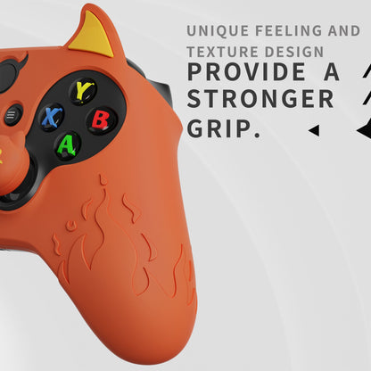 PlayVital Cute Demon Silicone Cover with Thumb Grip Caps for Xbox Series X/S Controller & Xbox Core Wireless Controller - Burnt Orange - PUKX3P004 PlayVital