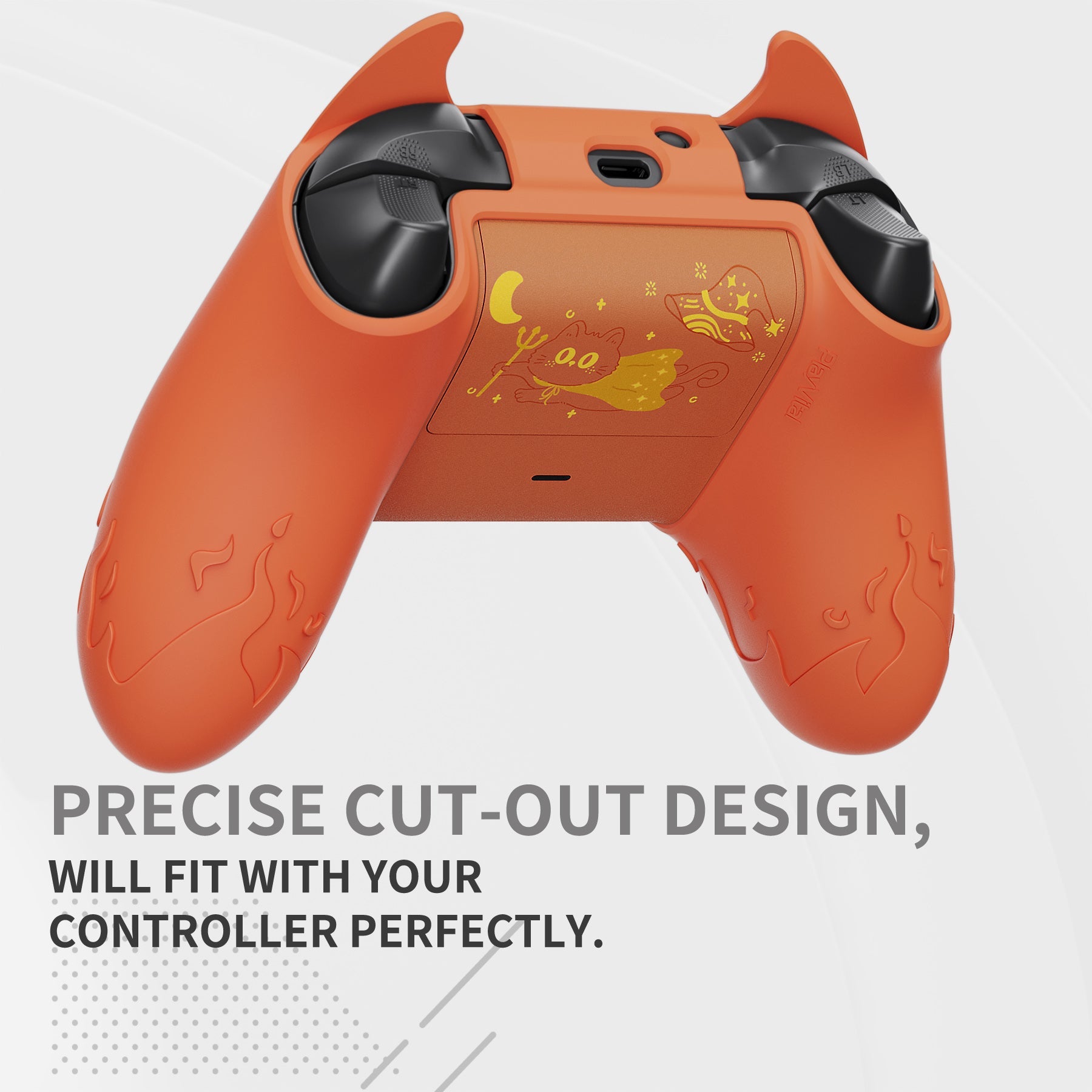 PlayVital Cute Demon Silicone Cover with Thumb Grip Caps for Xbox Series X/S Controller & Xbox Core Wireless Controller - Burnt Orange - PUKX3P004 PlayVital