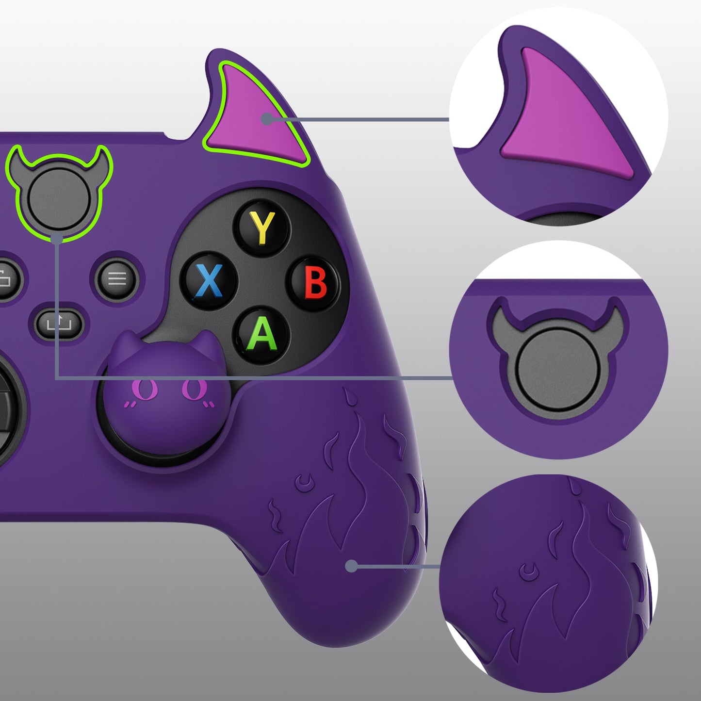 PlayVital Cute Demon Silicone Cover with Thumb Grip Caps for Xbox Series X/S Controller & Xbox Core Wireless Controller - Purple - PUKX3P003 PlayVital