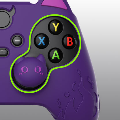 PlayVital Cute Demon Silicone Cover with Thumb Grip Caps for Xbox Series X/S Controller & Xbox Core Wireless Controller - Purple - PUKX3P003 PlayVital