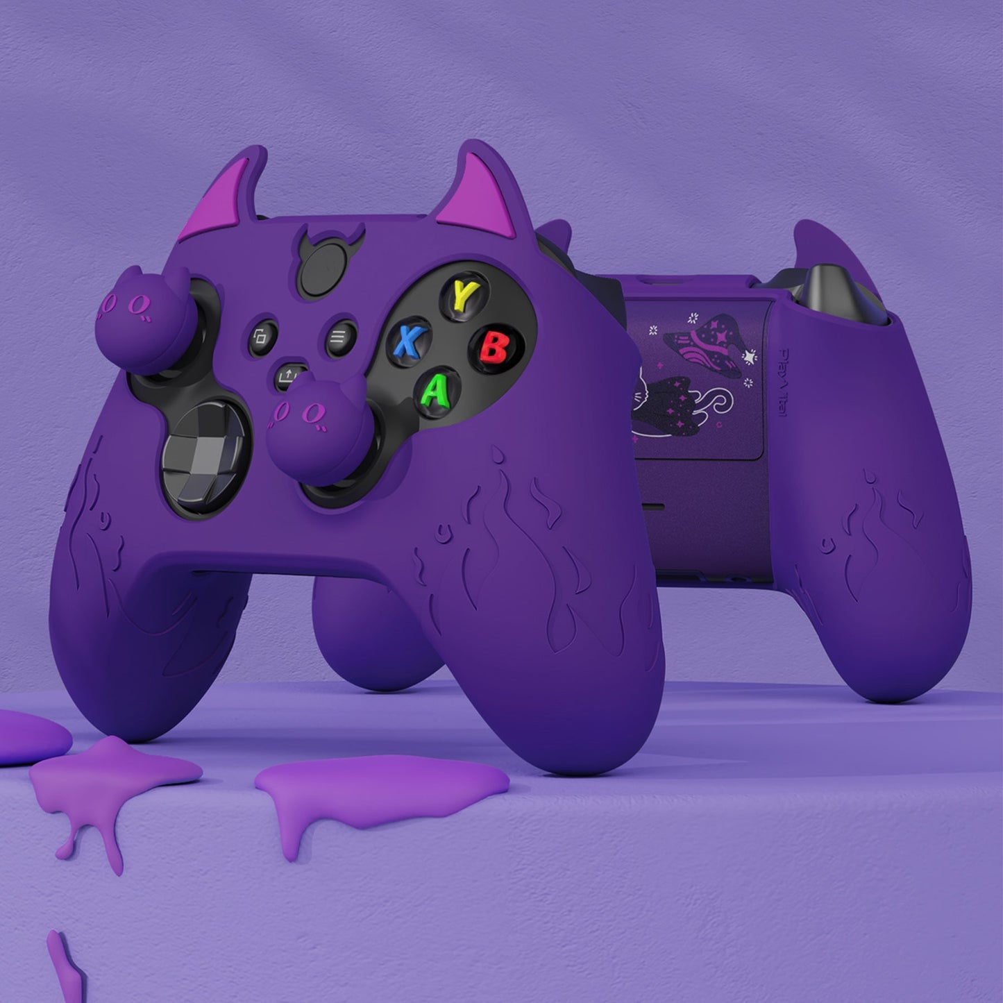 PlayVital Cute Demon Silicone Cover with Thumb Grip Caps for Xbox Series X/S Controller & Xbox Core Wireless Controller - Purple - PUKX3P003 PlayVital