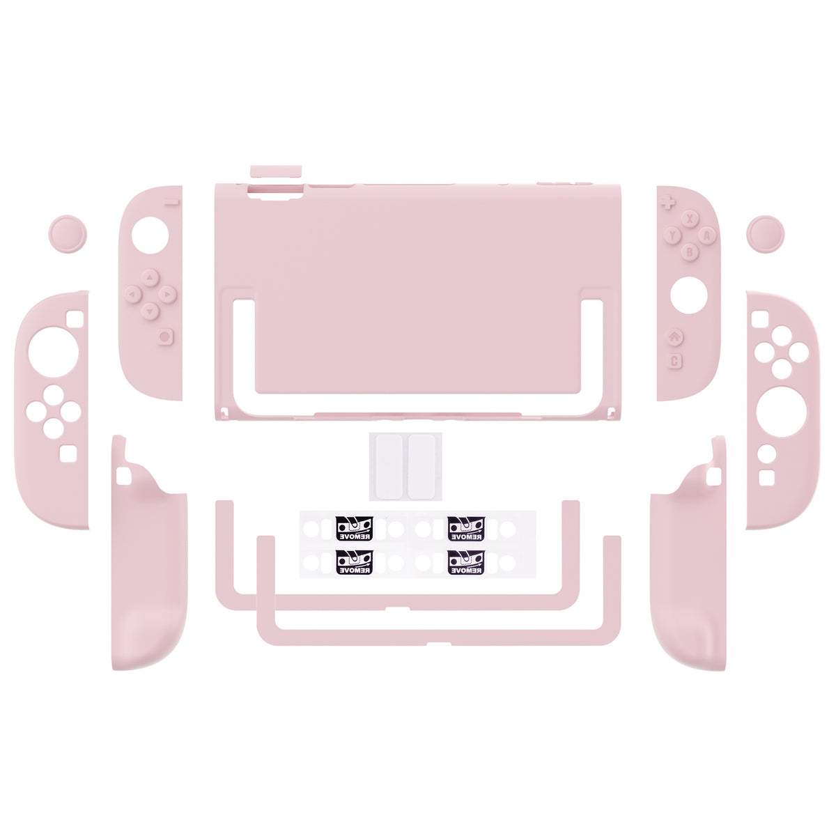 PlayVital Switch2対応 キュートな単色デザイン ハード保護ケース switch2背面キックスタンド使用可能ハードカバーケース 着装したままドック対応 キズ防止 耐衝撃 サムグリップ＆ボタンキャップ＆ステッカー付属【ピンク】