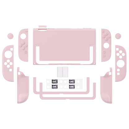 PlayVital Switch2対応 キュートな単色デザイン ハード保護ケース switch2背面キックスタンド使用可能ハードカバーケース 着装したままドック対応 キズ防止 耐衝撃 サムグリップ＆ボタンキャップ＆ステッカー付属【ピンク】