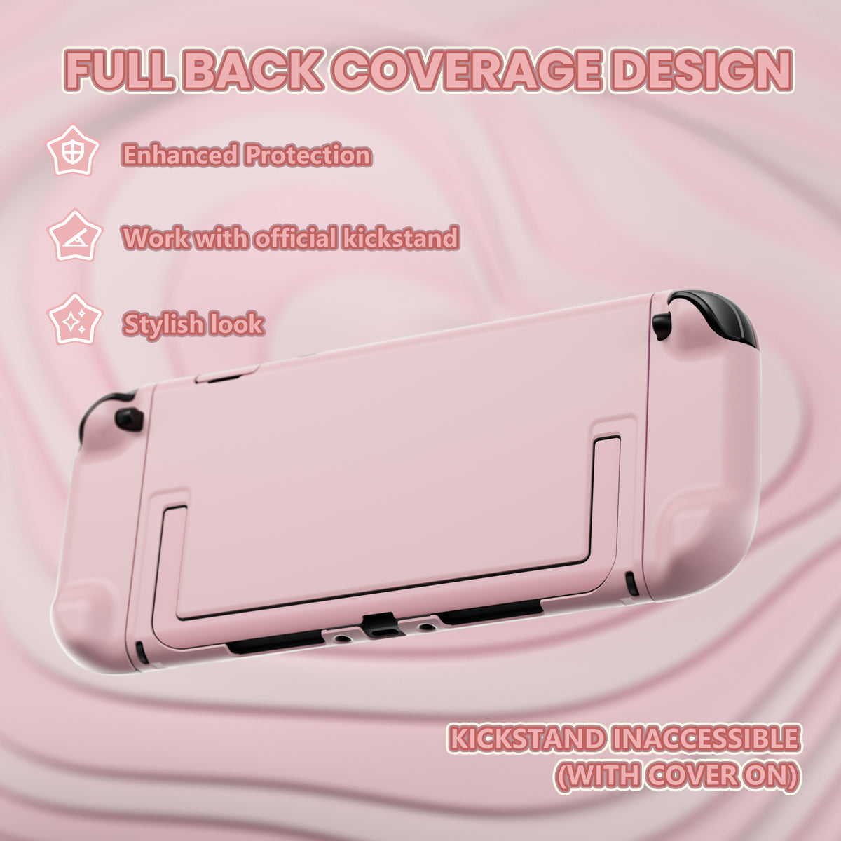 PlayVital Switch2対応 キュートな単色デザイン ハード保護ケース switch2背面キックスタンド使用可能ハードカバーケース 着装したままドック対応 キズ防止 耐衝撃 サムグリップ＆ボタンキャップ＆ステッカー付属【ピンク】